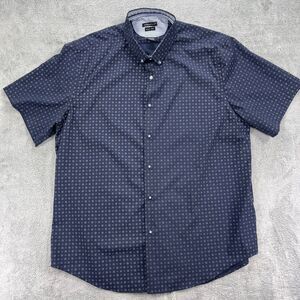 Interaffair Shirt Mens 2XL Blue Geometric Cotton Stretch Slim Fit Button Down